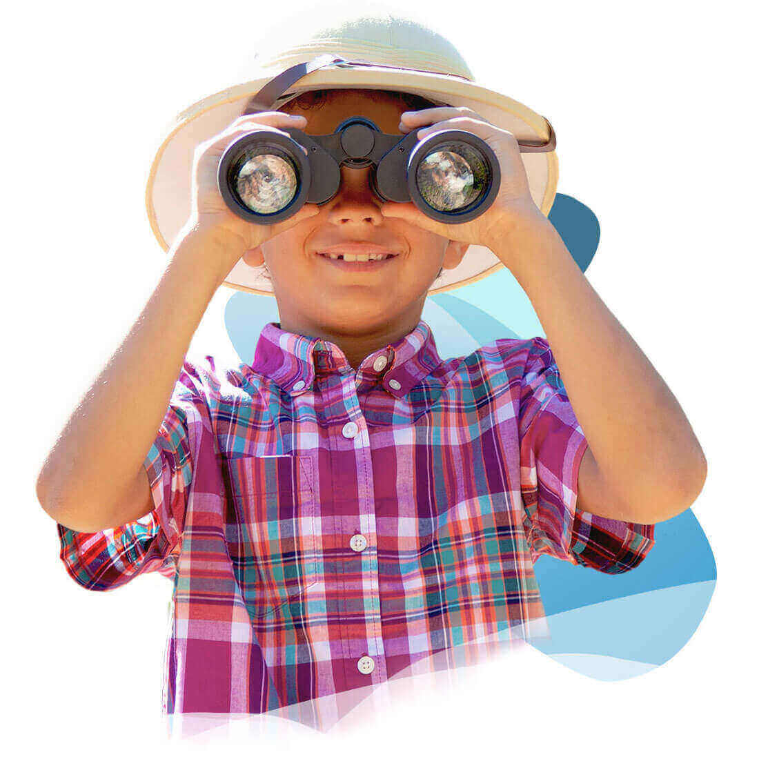 Child using binoculars